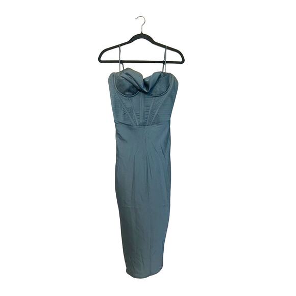 NWOT House of CB Myrna Aegean Blue Corset Midi Dress - Picture 4 of 8